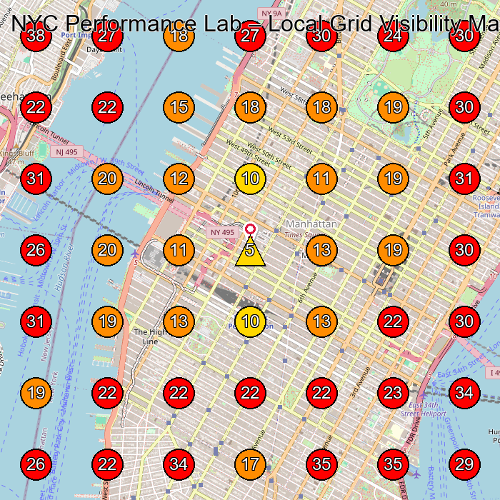 NYC Performance Lab GeoGrid visibility map for Physical Therapy Clinic in New York
